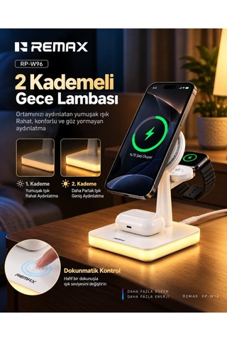 33w Aydınlatmalı 3 Ü 1 Arada Kablosuz Şarj Cihazı