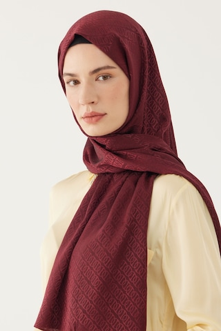 Mirsoy Scarf Halka Desen Parlak Jakar Şal - Bordo Bordo