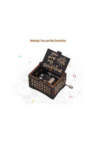 Geeroyoo Klasik Ahşap Oynatma Kutusu, "you Are My Sunshine" Melodili, Elden Çevirilen Dekoratif Heykel Siyah Siyah