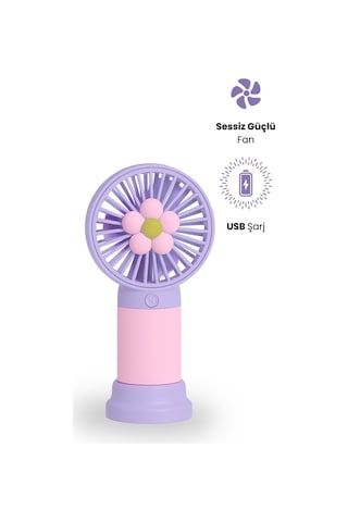 Mini Fan Şarjlı Soğutucu Taşınabilir El Vantilatörü Telefon Standı Çiçekli Usb Mini Fan lik