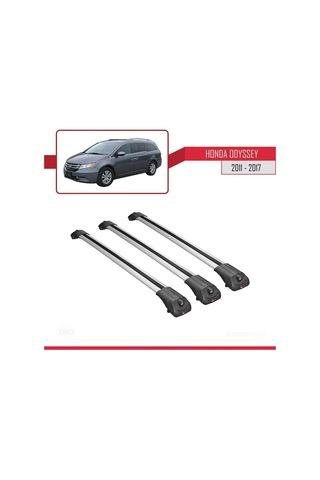 Honda Odyssey 2011-2017 Arası İle Uyumlu Ace-1 Ara Atkı Tavan Barı Gri 3 Adet Bar