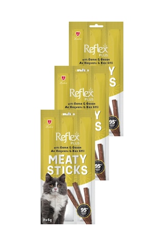 Meaty Sticks Av Hayvanı Ve Kaz Etli Kedi Ödül Çubuğu 3x5gr Üçlü Paket