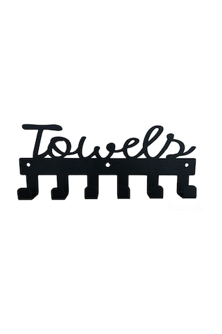 Aju Towels Havlu Askısı Kancalı Duvara Monte Paslanmaz Su Geçirmez Havlu Bornoz Giysi Askısı Şık Tasarım Siyah