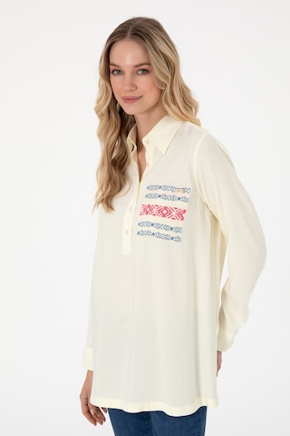 U.S. Polo Assn. Kadın Krem Uzun Kollu Tunik Gömlek 50306439-VR071