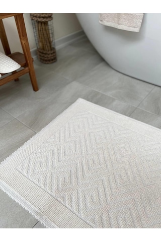 Labirent Doğal Pamuklu 2'li Banyo Paspas Seti 60x100+50x60 Cm - Ekru