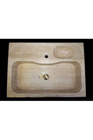 Traverten Sabunluklu Batarya Çıkışlı Eviye