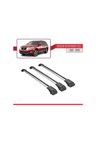 Nissan Pathfinder R52 2013-2020 Arası İle Uyumlu Ace-1 Ara Atkı Tavan Barı Gri 3 Adet Bar