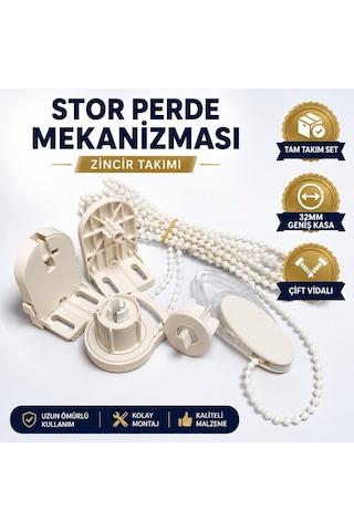 Stor Perde Mekanizması 32mm Geniş Kasa Çift Vidalı Takmatik Zincir Takımı Tam Set Zebra Perde Mekanizması Çok Renkli