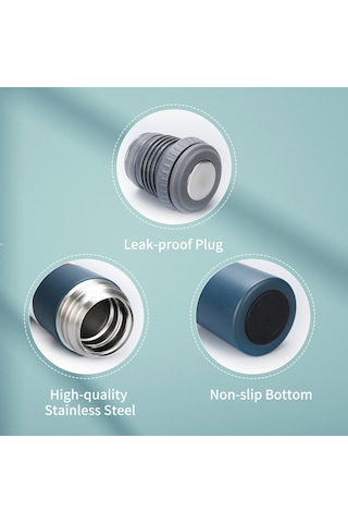 Mufunye 500ml 304 Çelik Isı Yalıtımlı Termos Seti, Dışarıda Kullanım, Araçta Taşınabilir, 3 Bardaklı, Isı/sıcak Tutucu, Terksiz Siyah