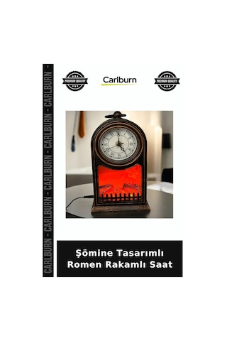 Şömine Tasarımlı Romen Rakamlı Saat Şık Aksesuar Oturma Odası Arkadaşa Hediye Çok Renkli