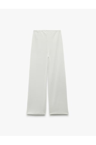 Koton Bürümcük Kumaş Düz Geniş Paça Pantolon Beyaz 5sak40060ek Beyaz
