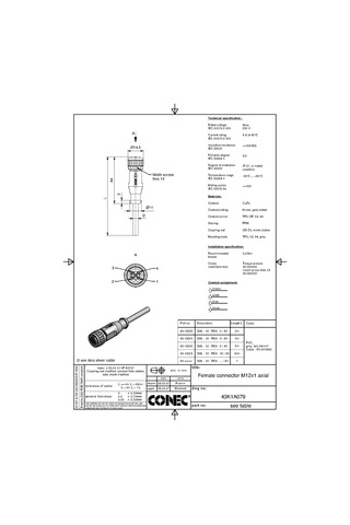 M12 4 Pin Dişi Düz 5 Metre Pvc Sensör Kablosu Conec 43-10022