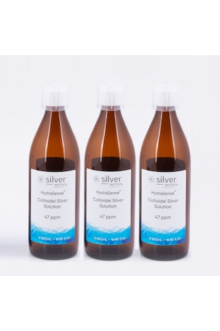 Silverbiotics 47PPM HydraSense Kolloidal Gümüş Suyu 3 x 500 ML