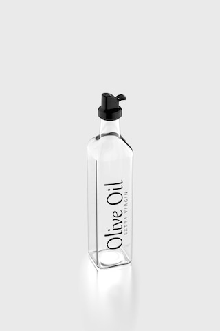 Renga Oslo Yazı Desenli 500 Ml Siyah Kapaklı Cam Yağlık 152002 Siyah