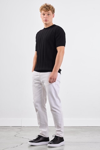 Dufy Siyah Fitilli Erkek Triko - Slim Fit SIYAH