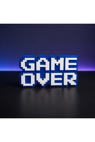 Game Over Yazılı Mavi Dekoratif Masa Süsü, 3d Baskı Retro Gamer Biblo, Oyuncu Odası Dekoru