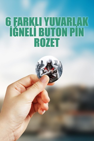 Assassin's Creed Video Oyun Bilgisayar Oyunu Çanta Süsü Rozet İğneli Buton Rozet Seti 6 Adet Çok Renkli