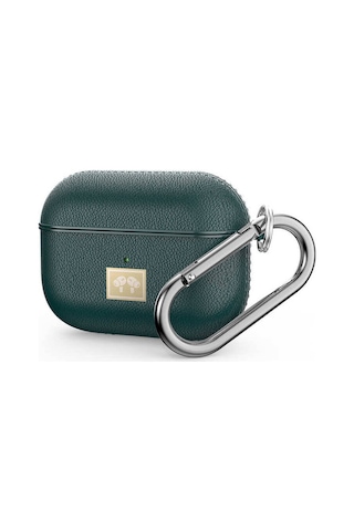 Airpods Pro 2 Uyumlu Deri Görünümlü Askı Aparatlı Wlons Kılıf Koyu Yeşil