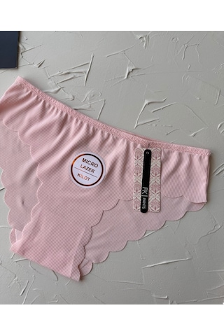 Mikro Lazer Kaşkorse Fitilli Kumaş Normal Bel Dikişsiz Slip/külot Pembe