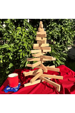 Leftover Ahşap Yılbaşı Ağacı - Ham Ahşap - 54cm Çap 40cm