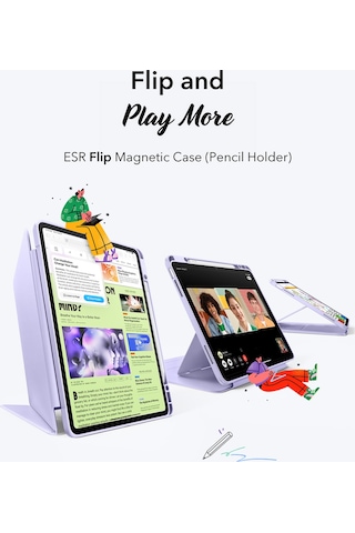 iPad Uyumlu Air 13 M2-m3 2025 Flip Kalem Kontrol Kılıf Kapaklı Kılıf