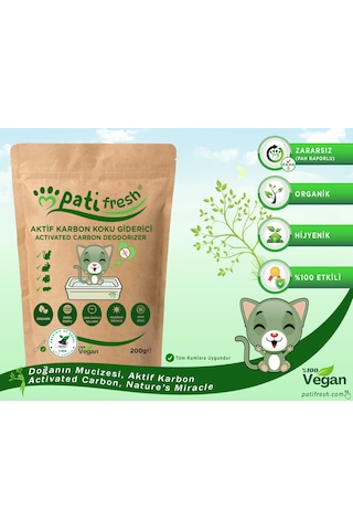 Pati Fresh Doğal Aktif Karbon Kedi Kumu Koku Giderici 200 Gr