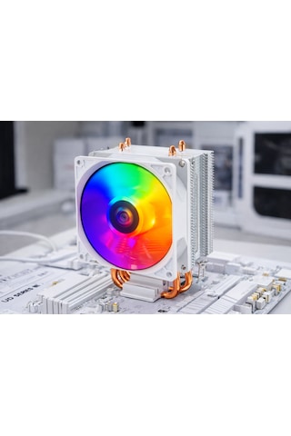 Aktuf Ak2x Rainbow 2 Bakır Borulu 105 Tdp Amd/intel Kule Tipi Yüksek İşlemci Soğutucusu Beyaz İşlemci Soğutması