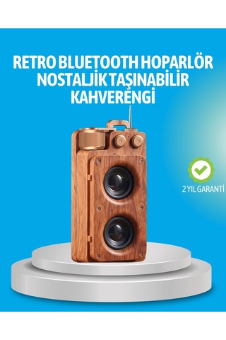 Hepsi Retro Bluetooth Hoparlör Ahşap Görünümlü 5w Çift Stereo Ses Najmaddin