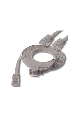 Irenis CAT6 Kablo Yassı Ethernet Network Lan Ağ İnternet Kablosu 3 M Gri