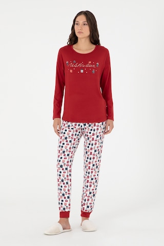 U.S. Polo Assn. Kadın Bordo Yılbalı Temalı Pijama Takım 50303402-VR014