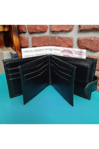 Gvnbag Hakiki Deri Erkek Bozuk Para Gözlü Çıtçıtlı Siyah Cüzdan Gvn-0120