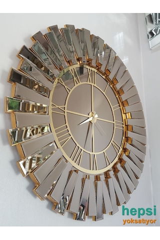 Güneş Gold Bronze Altın Bronz 85 Cm Dekoratif Aynalı Duvar Saati