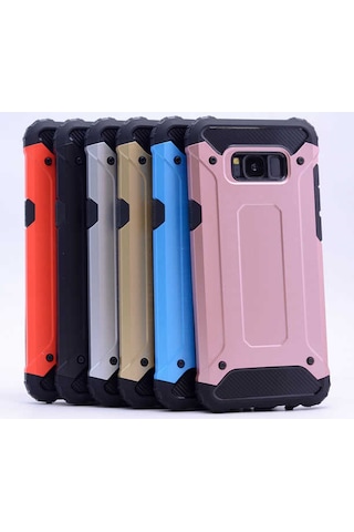 Noktaks - Galaxy Uyumlu Note 8 Uyumlu - Kılıf Çift Katman Zırh Tank Crash Military Kapak - Rose Gold - T2475 Rose Gold