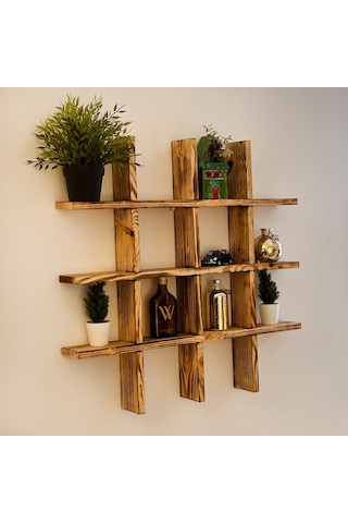 Ahşap Duvar Rafı Biblo Rafı Kitaplık 5034