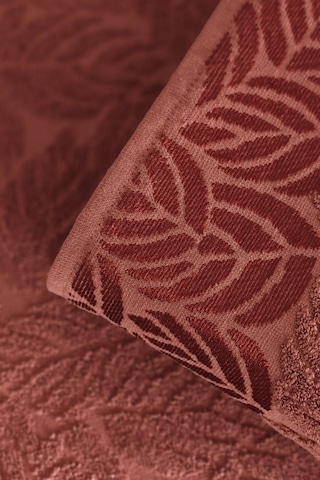 2'li Jakarlı Yaprak Desenli %100 Pamuk El Yüz Havlusu-50x90cm Terra Terra