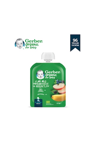 Gerber Organik Muzlu Yaban Mersinli Böğürtlenli Elma Püresi 90 G