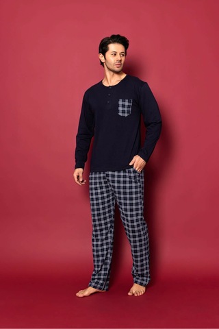 Redline Erkek Uzun Kol Pijama Takımı Yeni Sezon 6722 Lacivert