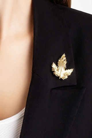 Vintage Yaprak 18 Ayar Sarı Altın Kaplama Gümüş Broş Sarı Altın Kaplama