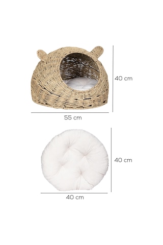 Porsima Ph49 Doğal Hasır Örgü Kedi Köpek Yuvası Kedi Köpek Yatağı 55x40cm