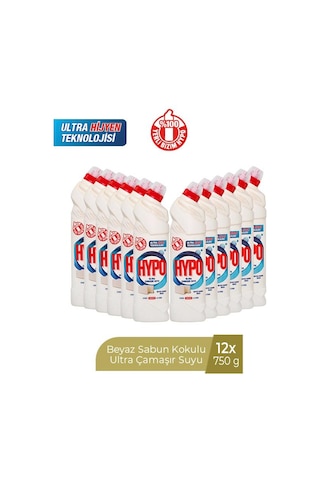 Hyper Hypo Ultra Çamaşır Suyu Beyaz Sabun Kokulu 750 Ml X 12 Adet