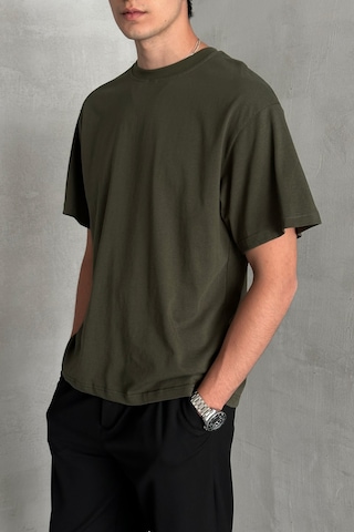 Hyman Erkek %100 Pamuk Oversize Basic T-shirt Yeşil