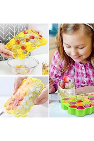 Buffer 37 Bölmeli Slikon Petek Şeklinde Buz Kalıbı Renkli