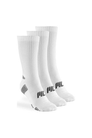 MuscleCloth Stay Fresh Uzun Çorap 3'Lü Paket Beyaz