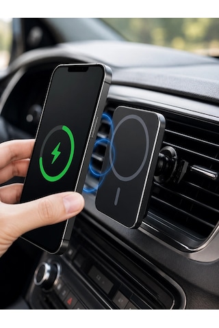 15w Hızlı Şarj Destekli Manyetik Araç Telefon Tutucu Kablosuz Araç Şarj Standı 1 Adet