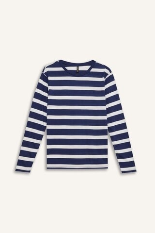 Defacto Regular Fit Bisiklet Yaka Çizgili Casual Uzun Kollu Tişört A9442AX24WNNV31 Lacivert