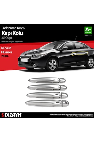 S-Dizayn Renault Fluence Krom Kapı Kolu 4 Kapı Sensörlü 2010 Üzeri