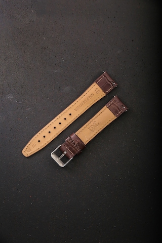 Hakiki Deri 18mm Akıllı Pimli Saat Kordonu Koyu Kahverengi