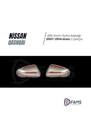 Nissan Qashqai Abs Krom Ayna Kapağı 2 Parça 2007-2014 Paslanmaz Çelik