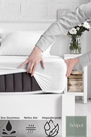 Micro-fitted %100 Sıvı Su Geçirmez Tek-çift Kişilik Full Kenar Çarşaf Yatak Alezi Koruyucu Çocuk Beyaz