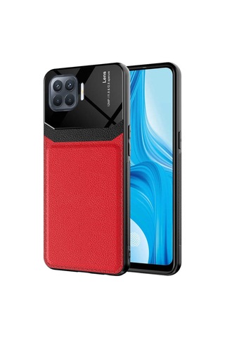 Oppo Reno 4 Lite Kılıf Zore Emiks Deri Görünümlü Kılıf